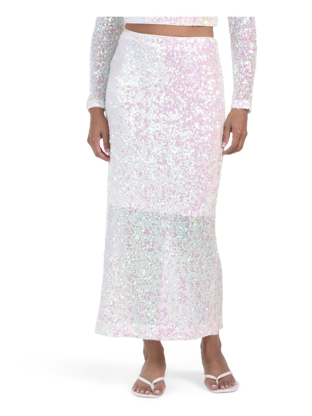 NWT Endless Rose white Sequins Midi Skirt